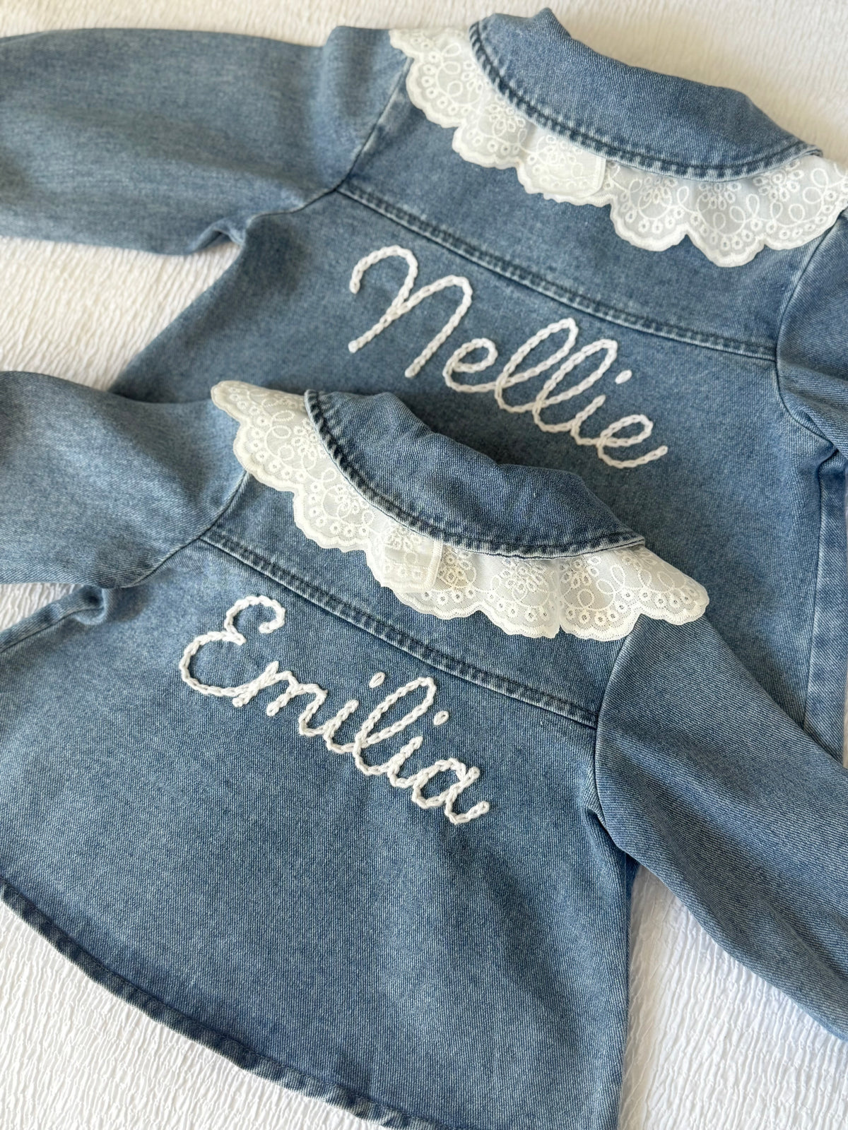 Lace collar denim jacket