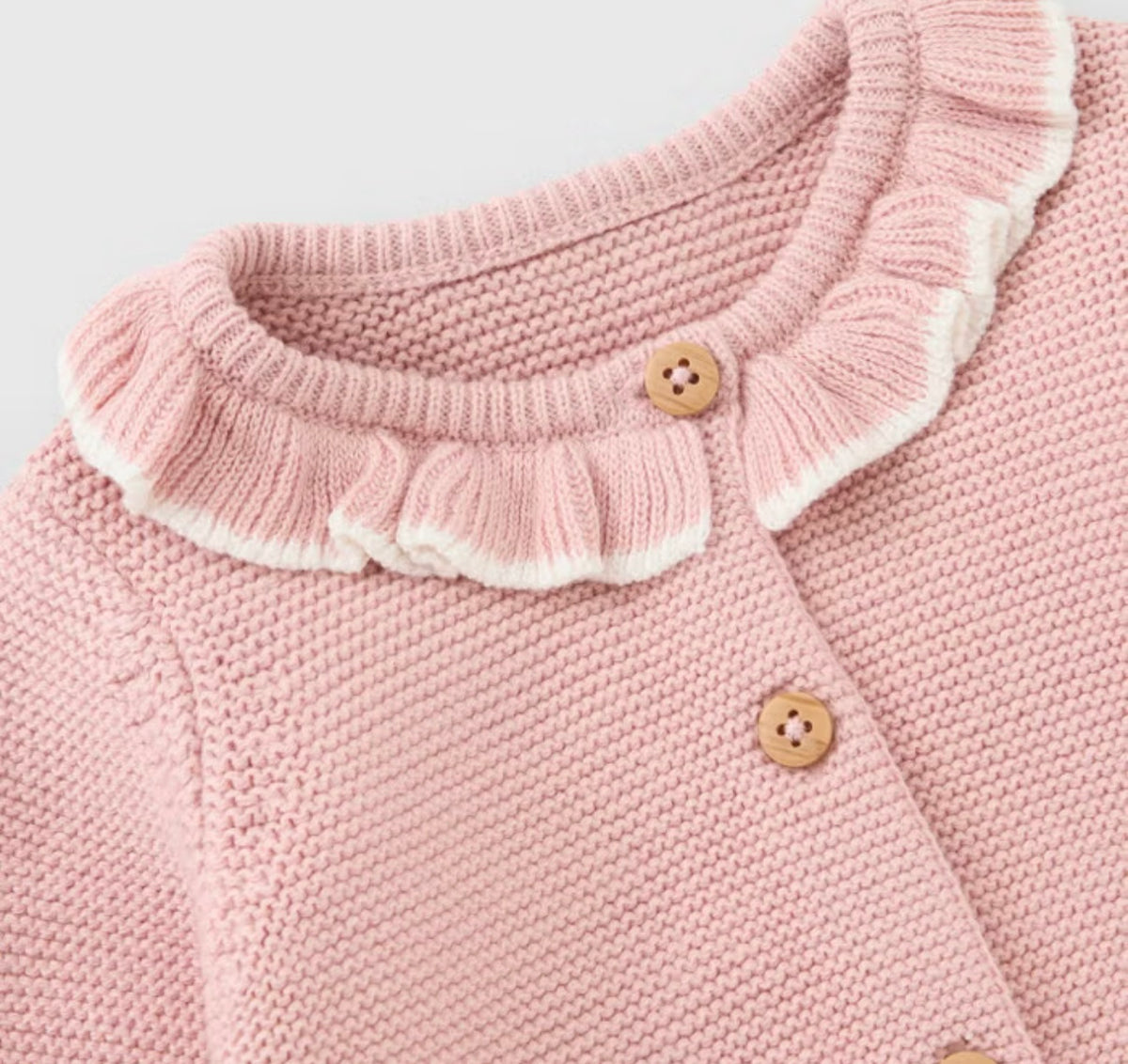 Dusty pink frill cardigan