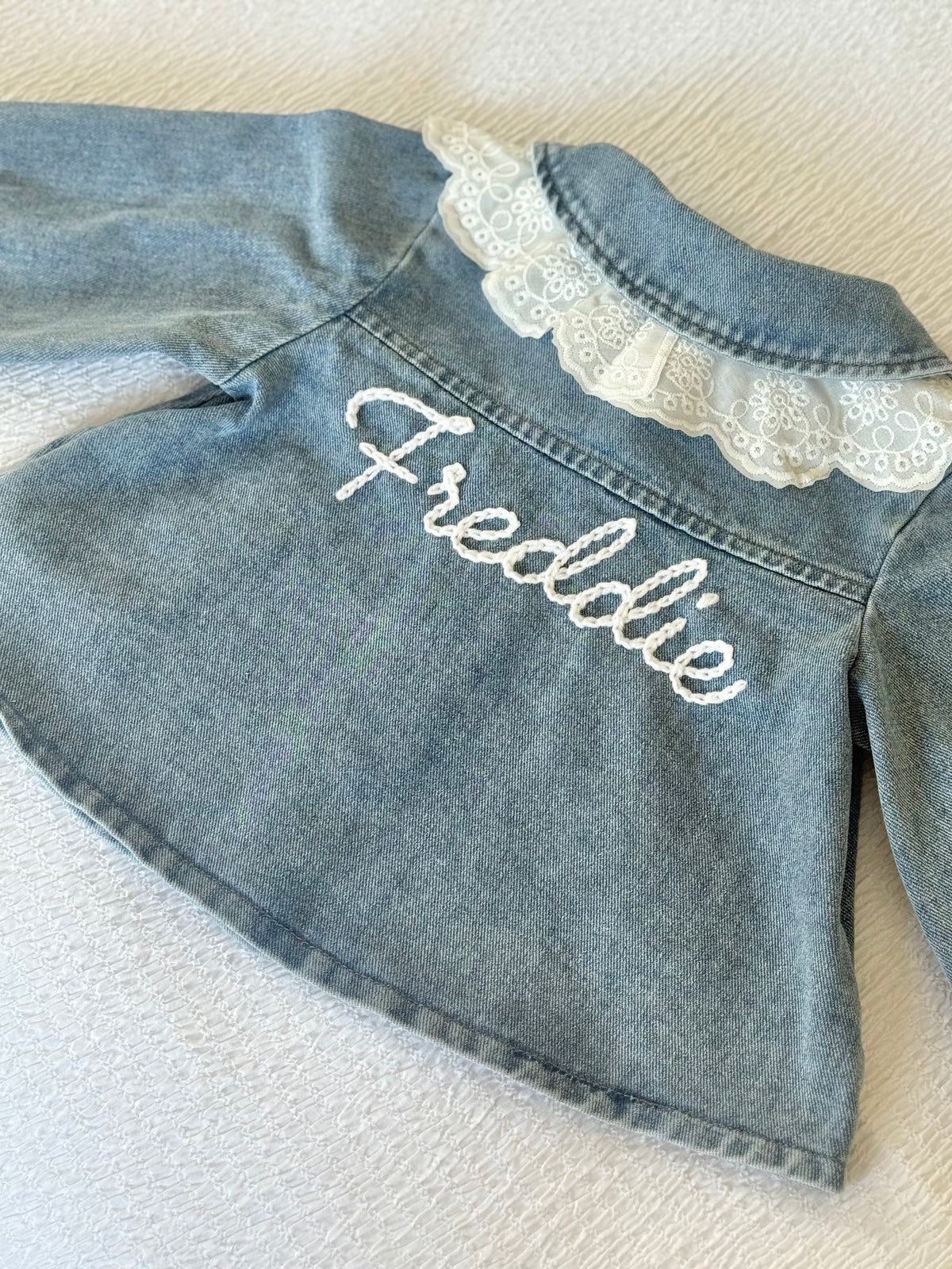 Lace collar denim jacket