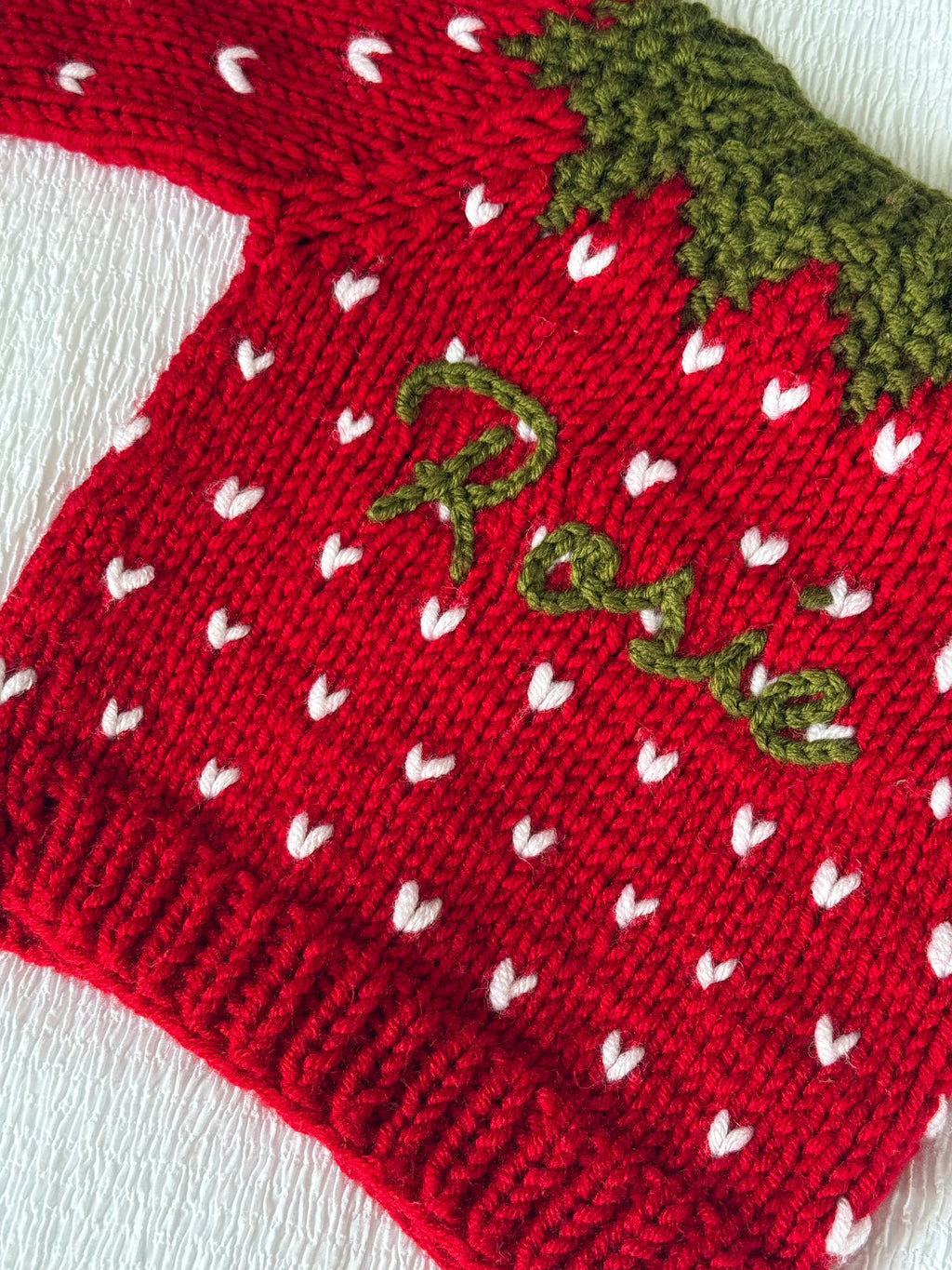 Strawberry hand knitted cardigan
