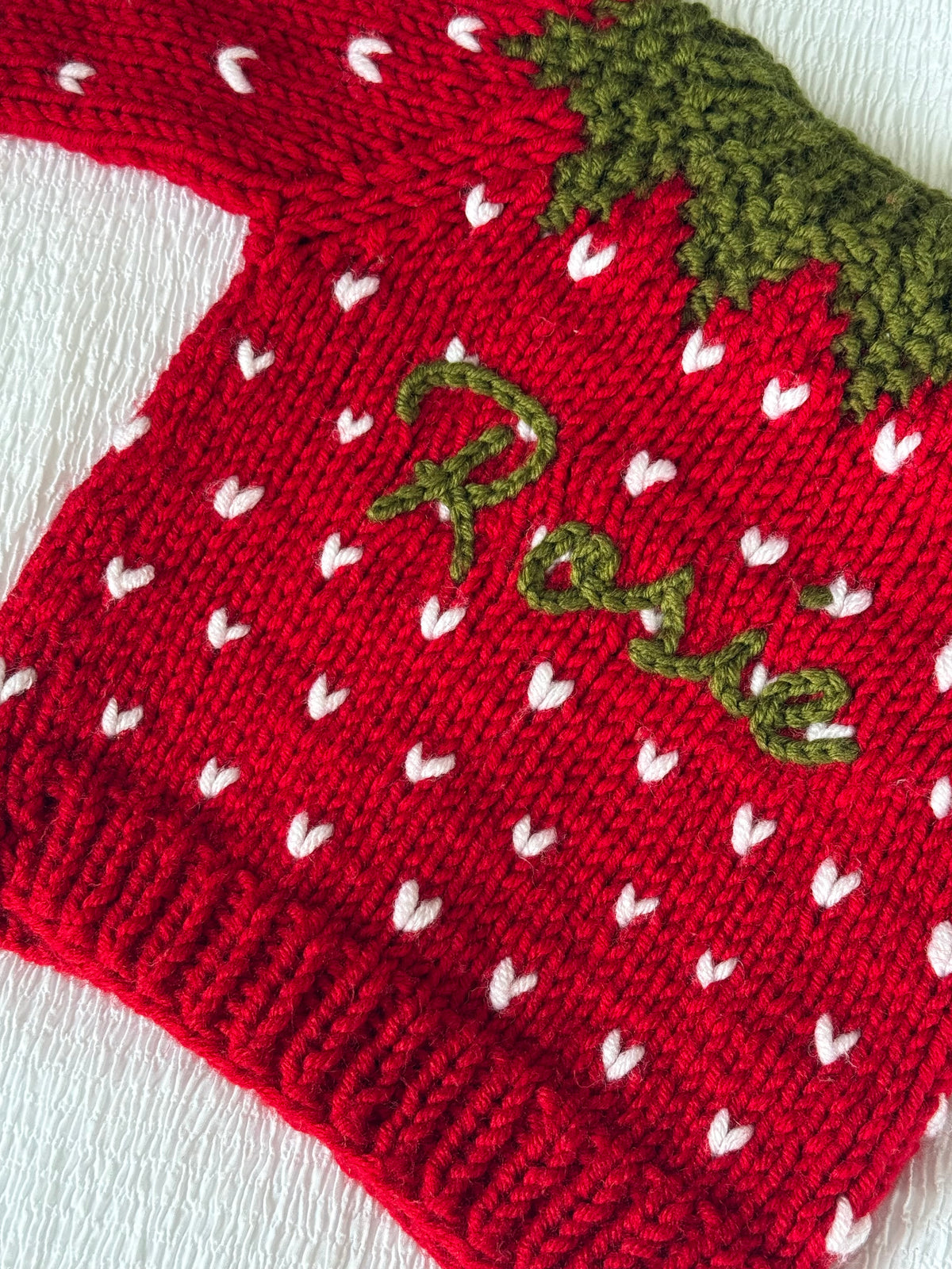 Strawberry hand knitted cardigan