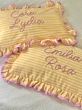 Personalised stripe ruffle cushion and insert