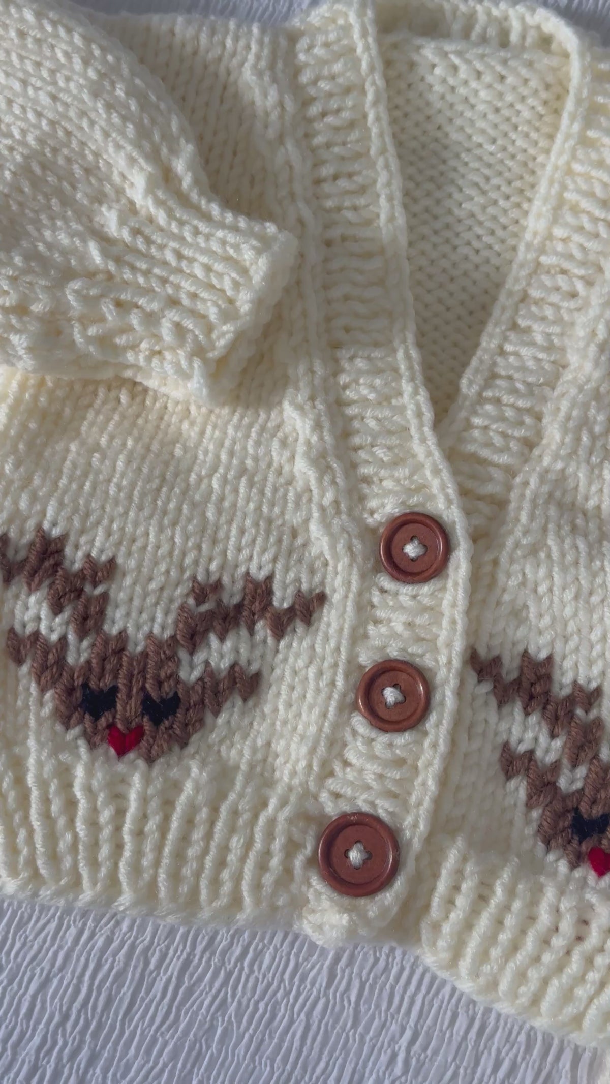 Personalised Hand-Knitted Reindeer Christmas Cardigan
